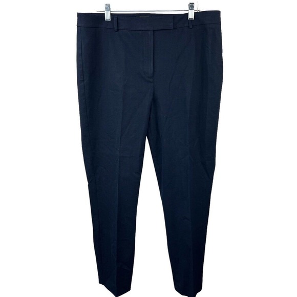Talbots Women's Navy Blue High Waist Straight Pants Size 14 Flat Front Chino - Picture 1 of 13